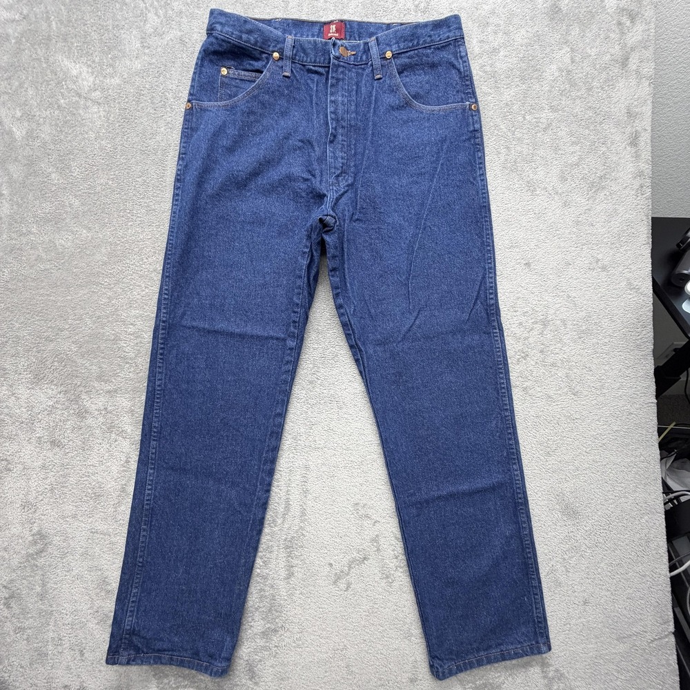 Wrangler Jeans Mens Measured 35x31 Blue Dark Wash Relaxed Straight 31MWZPW